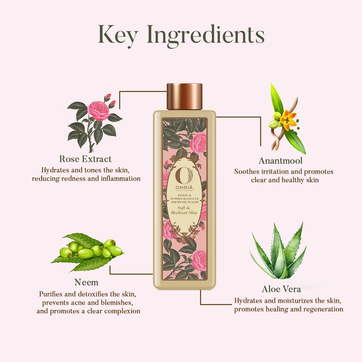 ROSE & POMEGRANATE SHOWER WASH OHRIA AYURVEDA
