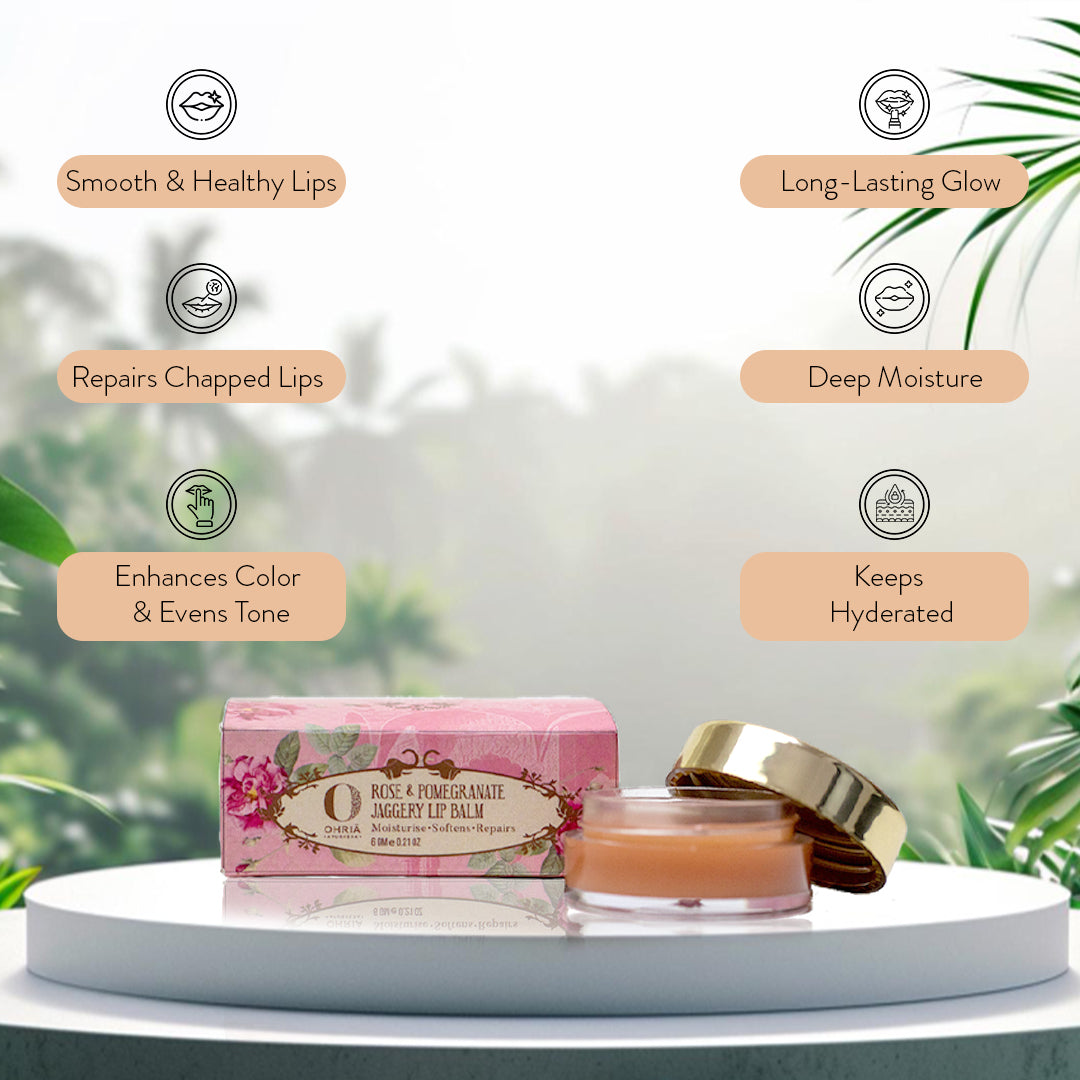 Rose & Pomegranate Jaggery Lip Balm- Hydrating & Plumping