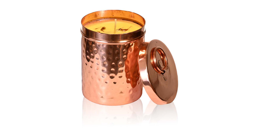 Sandalwood & Kesar Luxury Copper/Brass Candle OHRIA AYURVEDA