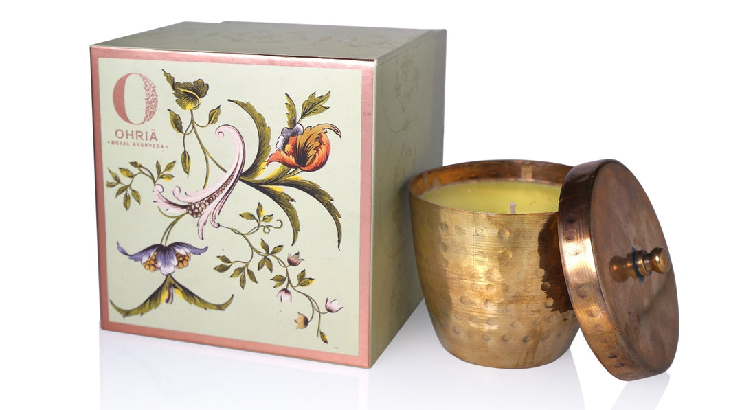 Sandalwood & Kesar Luxury Copper/Brass Candle OHRIA AYURVEDA