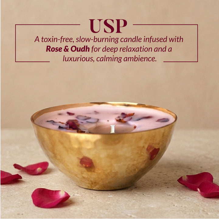 ROSE & OUDH LUXURY COPPER DIYA CANDLE