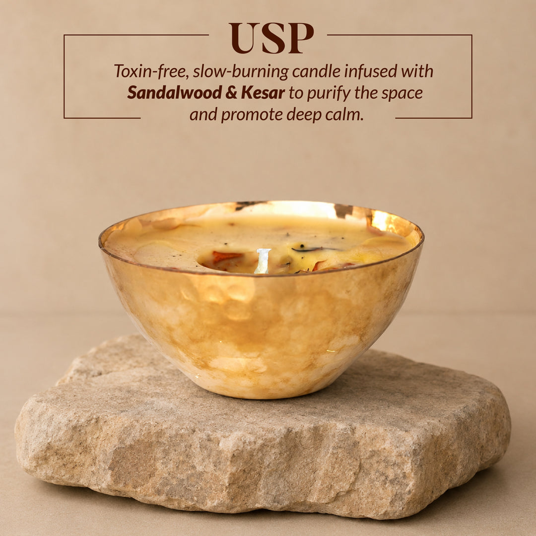 SANDALWOOD & KESAR LUXURY COPPER DIYA CANDLE
