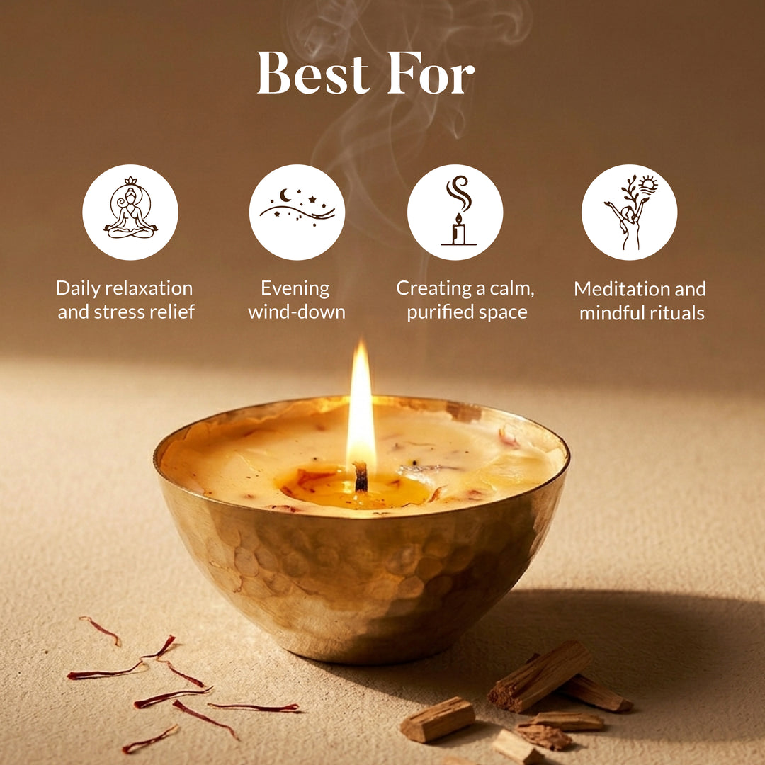 SANDALWOOD & KESAR LUXURY COPPER DIYA CANDLE