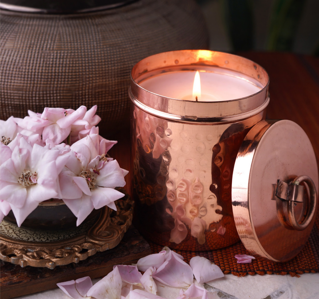 Rose & Oudh Luxury Copper Diya Candle OHRIA AYURVEDA