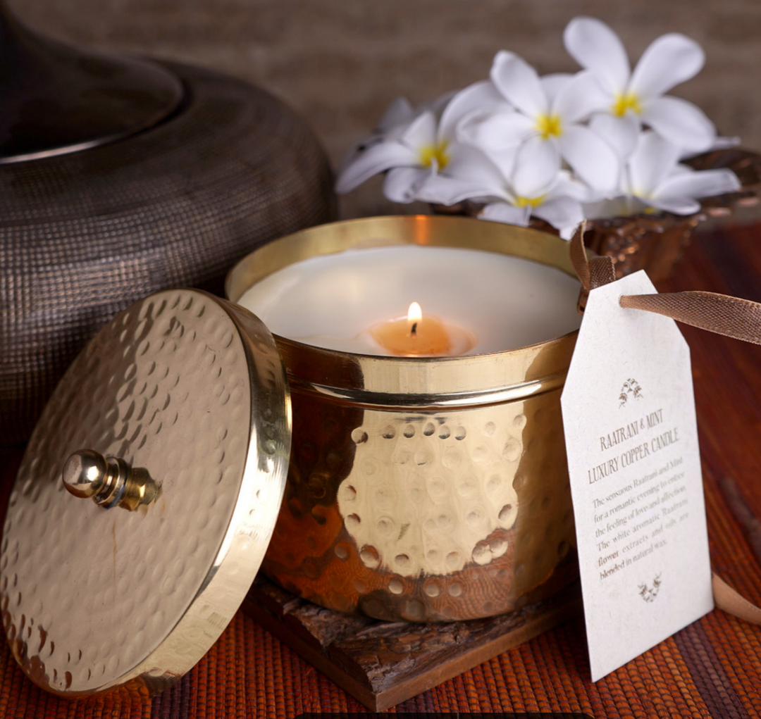 Raatrani & Mint Copper Luxury Diya Candle OHRIA AYURVEDA