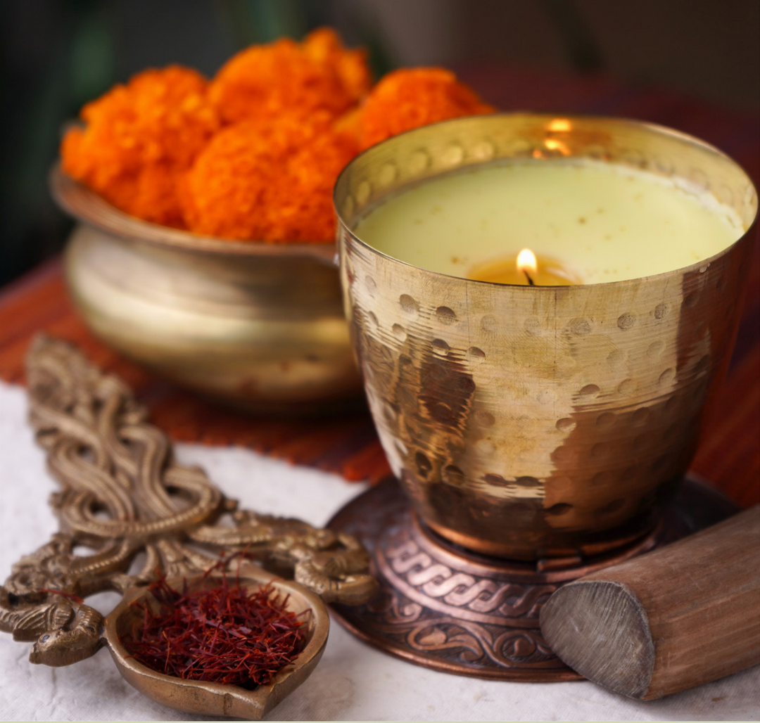 Sandalwood & Kesar Luxury Copper Candle OHRIA AYURVEDA