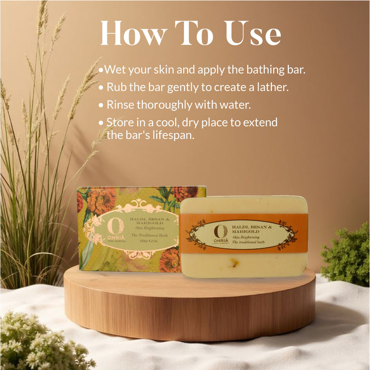 Haldi, Besan & Marigold Bathing Bar- Brightening and Rejuvenating OHRIA AYURVEDA